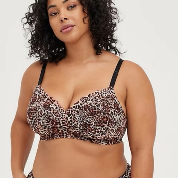Torrid Curve Animal Print Dream Wire Free Full Coverage Push Up Bra 46DD - Picture 1 of 8